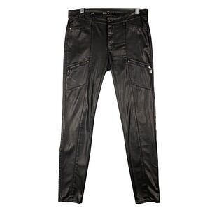 White House Black Market The Skinny Faux‎ Leather Moto Pants Womens Size 8 Black